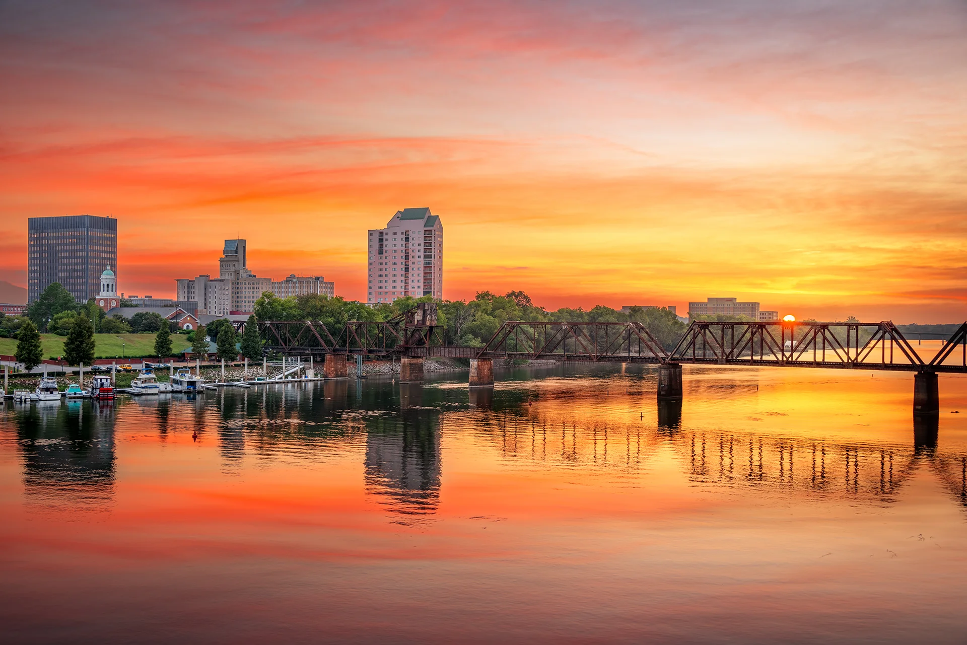 web design agency showcasing image of augusta skyline as the sun goes down
