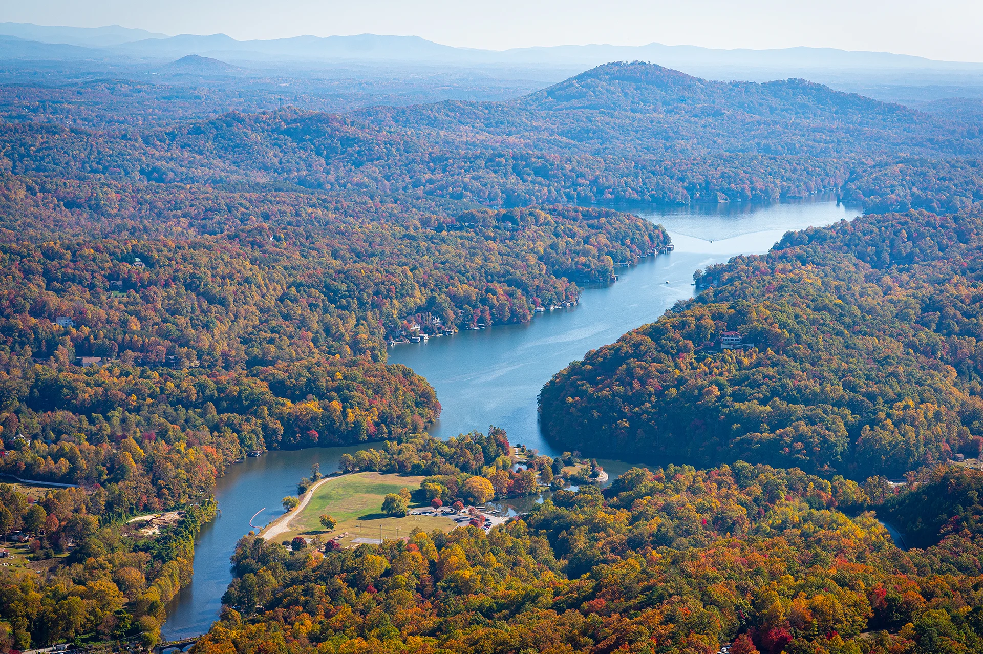 web design agency shows stunning image of lake lure from chimney rock