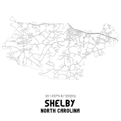 black and white map of shelby nc displayed by web design agency
